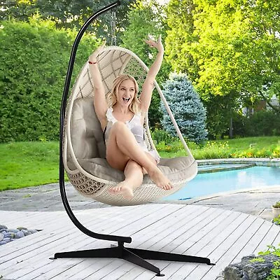 Premium Large Hanging Egg Chair Hammock Stand Relaxing Support Hook 300lbs Stand • £92.91