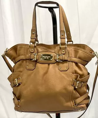 MICHAEL KORS Leather XL Travel Tote GANSEVOORT Crossbody Carryon Bag Luggage Gld • $69