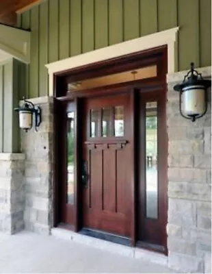 Alpine Style 3 Lite Knotty Alder Entry Door With Sidelites **No Transom** • $4188