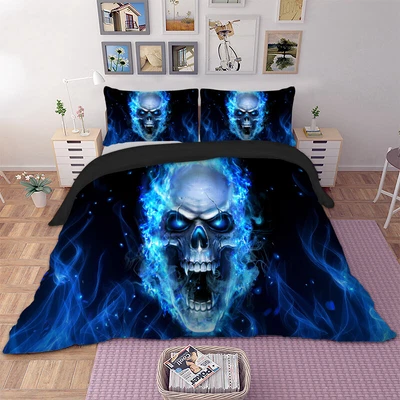 £20.99 • Buy Skull Flame Duvet Cover Gothic Bedding Set With Pillowcases Single Double King