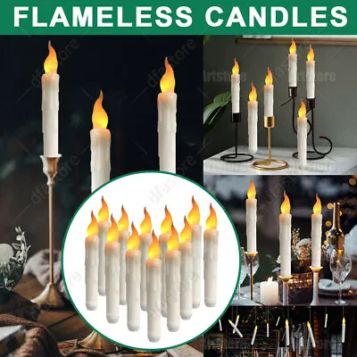 Up To 60 LED Flameless Flickering Taper Candles Light Battery Operated Christmas • £5.99