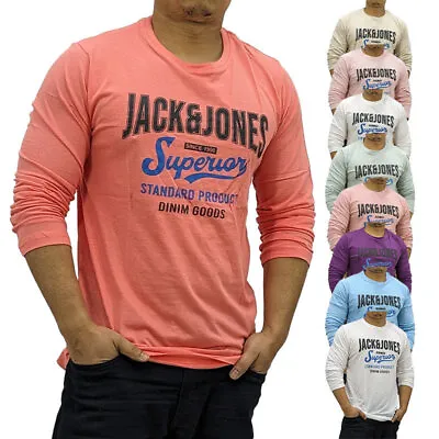 Jack & Jones Mens Long Sleeve T Shirts Slim Fit Cotton Top Crew Neck Casual Tee • £8.99