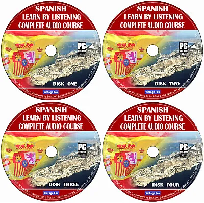 Spanish Language Course Learn By Licensing From Beginners To Advance 4x Audio CD • £6.85