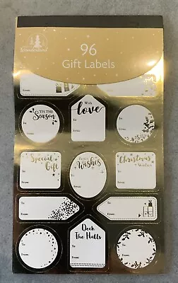 Christmas Gift Labels - Pack Of 96 -  Peel Off Stickers - Gold Sil & Red • £2.99