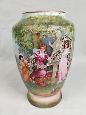 Vtg German Tapestry Vase G & H Germany Scenic Garden Landscape 3 Women Graces • $60