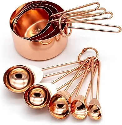 Stainless Steel Measuring Cup&Spoons Set Of 8 Color Mirror Polished. • £7.99