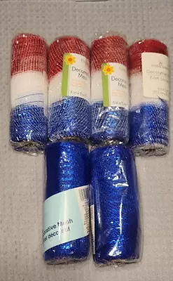 6 Rolls Shore Living 6  Decorative Mesh Ribbon 5 Yard Rolls ~ Red White & Blue • $15.99