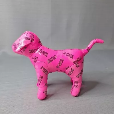 Victoria’s Secret PINK Stuffed Plush Dog 2014 Vinyl Hot Pink With Black 6  Small • $6.90