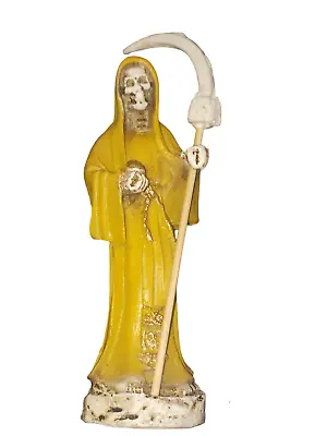 5  Yellow Estatua De La Santa Muerte Holy Death Mexico Fixed Cured Statue • $19.49