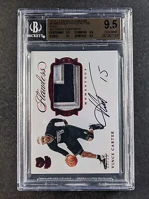 2016-17 Panini Flawless VINCE CARTER /15 Patch Auto Ruby Momentous BGS 9.5 • $142.50