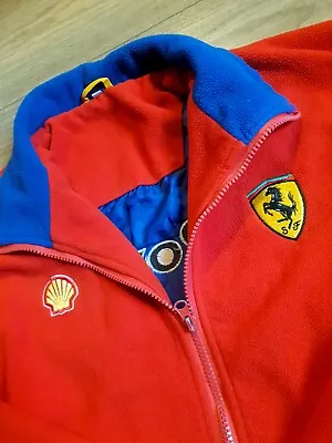 Shell Ferrari Jacket Mens XL Red Fleece Logo N Power Full Zip F1 Top Adult VTG • £35