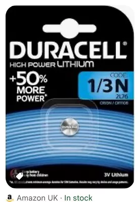 Duracell Lithium Battery - 2L76 - CR1/3N/CR11108 (long Life) • £5