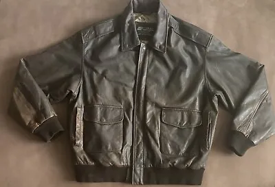 Vintage US Army Air Force Jacket Type A-2 Jacket Flyer’s Leather Brown Sz XL • $99