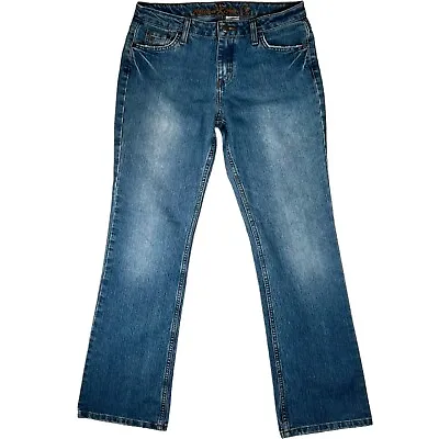 Retro Arizona Mid Rise Bootcut Jeans Size 9 Starburst Faded Distressed 32x31 Y2K • £17.06