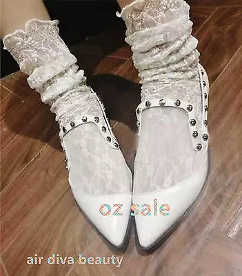 Women Girls Long Fancy Retro Lace Ruffle Frilly Princess Fashion Loose Socks • $9.50