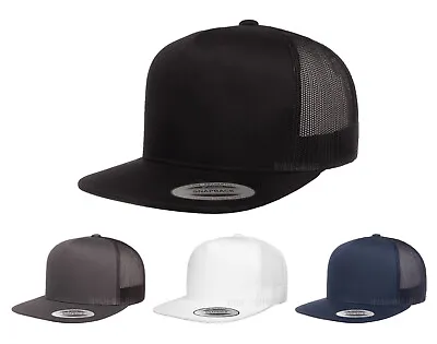 New Classic Trucker Cap Snapback Fitted Plain Mesh Baseball Flat Peak Era Hat • £6.99