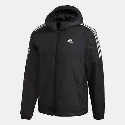 Adidas Essentials Insulated Hooded Puffer Jacket Men's Black White Coat GH4601 • $79.77