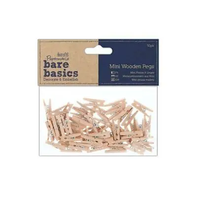 50 X Papermania Bare Basics Mini Wooden Pegs Decoration Scrapbooking Crafts • £4.99