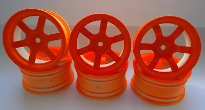 1/10 RC Drift Car Wheel Rims With Offsets 3mm 6mm 9mm Orange Volks 6 Spoke • £7.99