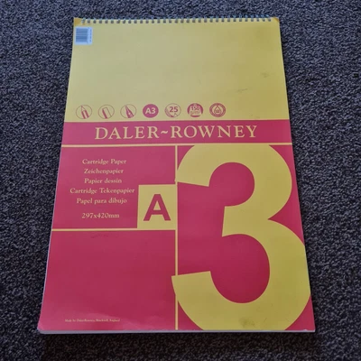 £5 • Buy Daler Rowney A3 RED & YELLOW Wiro Sketch Pad 150gsm Cartridge Paper Pad 25 Sheet