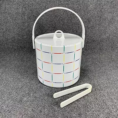 Vintage Ice Bucket Retro Giraffe Brand White Handle Tongs 1980's 1990's Barware • $14.97