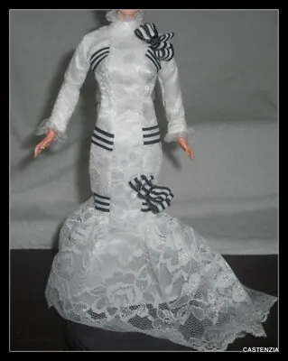 Dress Barbie Doll Mattel My Fair Lady Eliza Doolittle  Lacy White & Black Gown • $19.96