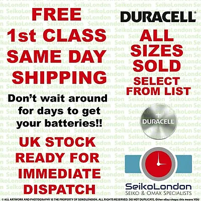 Duracell Silver Oxide Watch Battery 1.55v ALL SIZES OF WATCH BATTERIES - FAST!! • £4.05