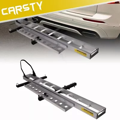 CARSTY Aluminum Motorcycle Trailer Carrier Hitch Mount Rack W/ Ramp 2  Receiver • $223.99