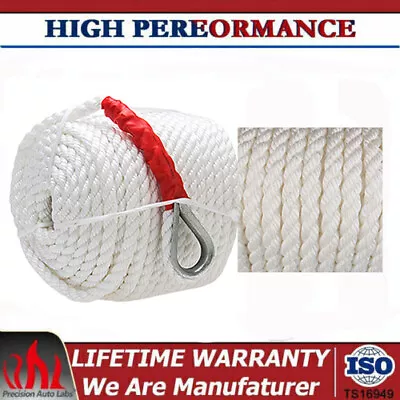 3/4 Inch 3 Strand 200FT Twisted Nylon Anchor Rope Braided Boat Line W/ Thimble • $79.59