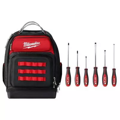 Milwaukee Tool Backpack 15  Nylon 48-Pockets Heavy Duty W/ Screwdriver Set 6-PCS • $152.96