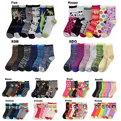 6 & 12 Pairs Lot Kids Crew Ankle Socks Everyday Wear Toddler Boys Girls Casual • $12.99