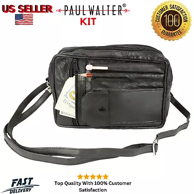 Men Leather Cross Body HandBag Men's Messenger Bag Travel Organizer Bag Black • $17.99