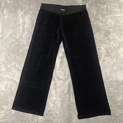Juicy Couture Black Velour Tracksuit Pants Size OX Drawstring Made In Usa • $24.95