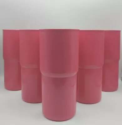 (5) Vtg Tupperware J Tumbler Drinking Cups Pink 18 Oz Stackable 2413B-2 Lot Of 5 • $24.99