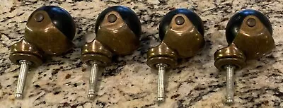 Vintage Set 4 Brass Covered Ball Casters Wheels Mid-Century Modern 1 1/2” Post • $18.95
