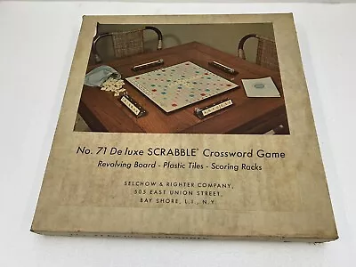 SCRABBLE DELUXE VERSION Vintage Board Game COMPLETE Selchow & Righter No. 71 Vtg • $15.99