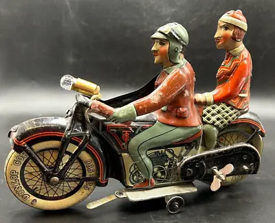 Vintage Tippco Tin Litho German Motorcycle Toy - Touring Cycle With Riders • $2586.37