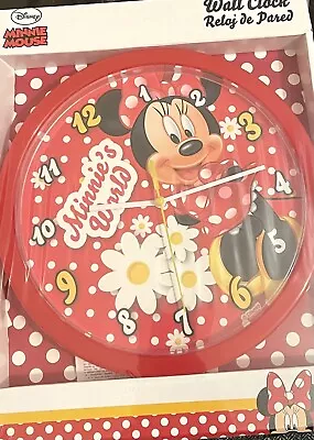 DISNEY MINNIE MOUSE WALL CLOCK NEW– Red SURROUND • £16.99