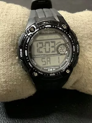 Armitron 40/8189 Black Resin Watch 100 Meter WR Chronograph Alarm • $9.99