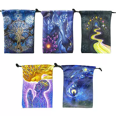 13x18cm Tarot Card Storage Bag Velvet Double Sided Print Drawstring Bag • $8.82