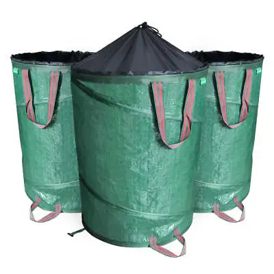 VOUNOT 3X Garden Bags Pop-up 170L With Handles Reusable Garden Waste Sacks • £33.99