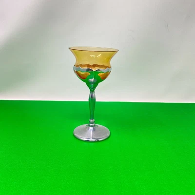 $24.95 • Buy Art Deco Farber Bros Krome Kraft Cambridge Glass Cocktail Glass