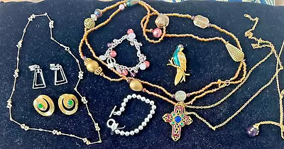 Vintage Signed Costume Jewelry Mixed Lot Avon Rose RL Stamos Chap NeckBroo • $89