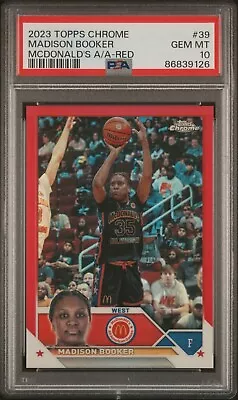 Madison Booker PSA 10 2023 Topps Chrome McDonald's All-American Red /5 Pop 1 • $300