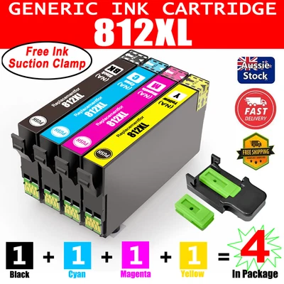 $53.99 • Buy 4x Generic 812XL 812 XL Ink Cartridge For EPSON WF7830 WF7840 7845 WF4830 WF3820