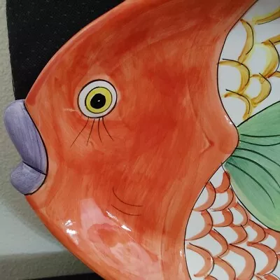 Vintage Platter 1995 Colorfully Hand Painted Pescada (Fish) Serving Dish 15.5  L • $18