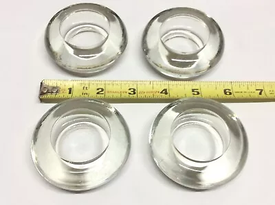 4  Vintage Clear Glass Furniture Coasters 2.75” X 1.5” Inside Bagel Shaped  Rare • $18