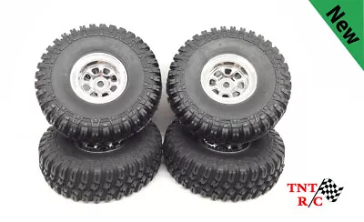 Chrome Bead Lock Rims With 1/18 1/24 Scale R/c Rock Crawler T-Finder Tires F/S! • $22.99