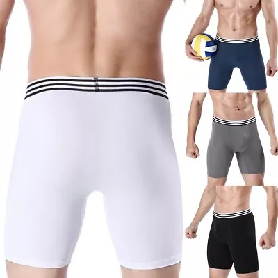 $5.59 • Buy Mens Ice Silk Mesh Underwear Long Leg Boxer Briefs Trunk Sport Shorts Breathable
