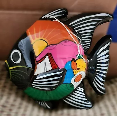 Talavera Mexican Pottery Fish Folk Art Wall Hanging Hand Painted Terracotta (C9) • $10.50